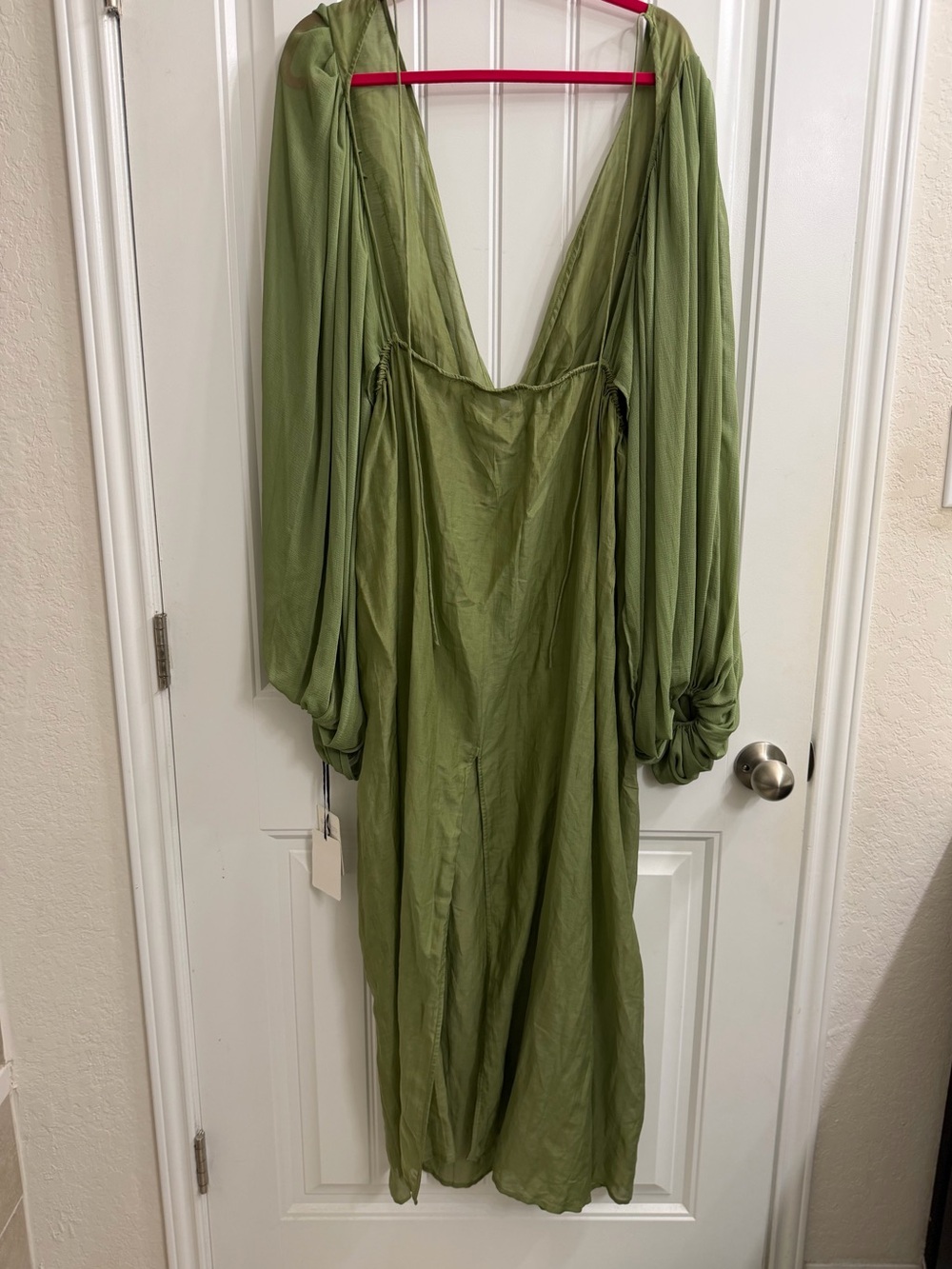 FARA Boutique Yasmin Dress Moss color 100% silk cotton blend  new with tags - Picture 11 of 12